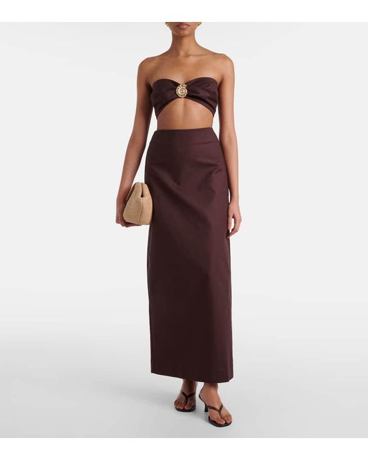 Adriana Degreas Purple Cotton-Blend Maxi Skirt