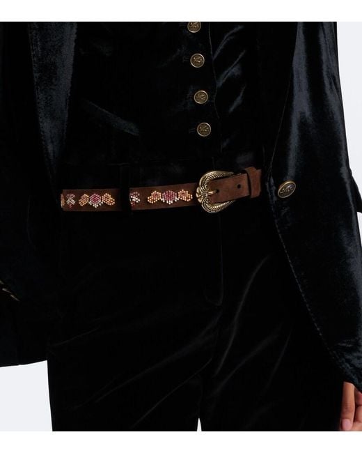Etro Brown Beaded Suede Belt