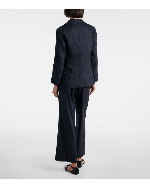 Max Mara Blue Derna Linen-Blend Twill Blazer