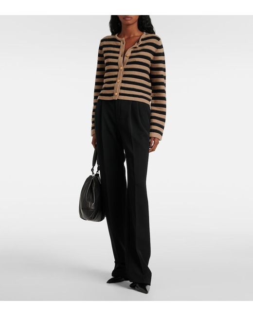 Jardin Des Orangers Black Striped Wool And Cashmere Cardigan