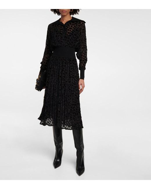 Tory Burch Black Velvet Devore Midi Dress