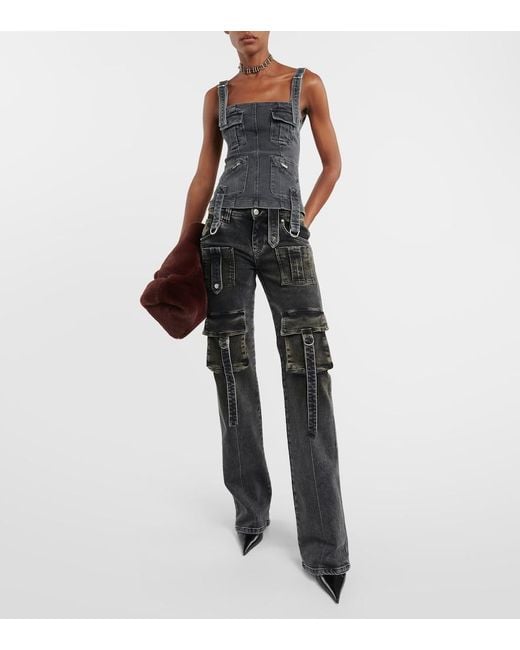 Blumarine Black Low-Rise Denim Cargo Pants