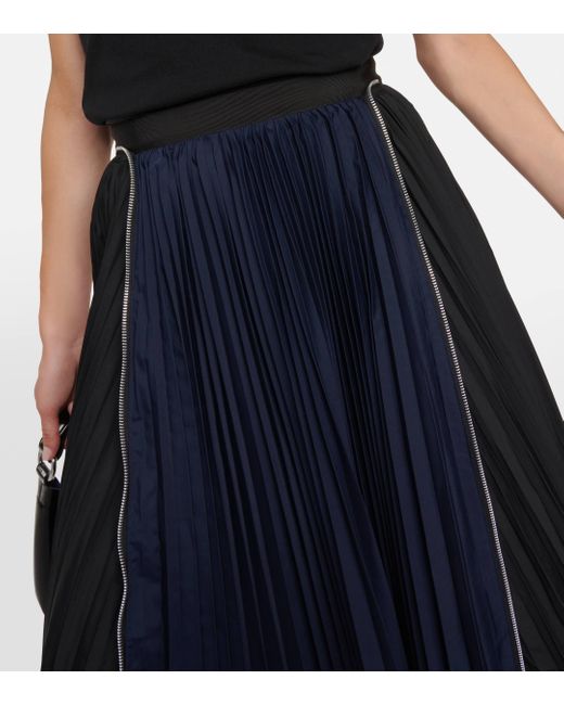 Sacai Black Pleated Midi Skirt