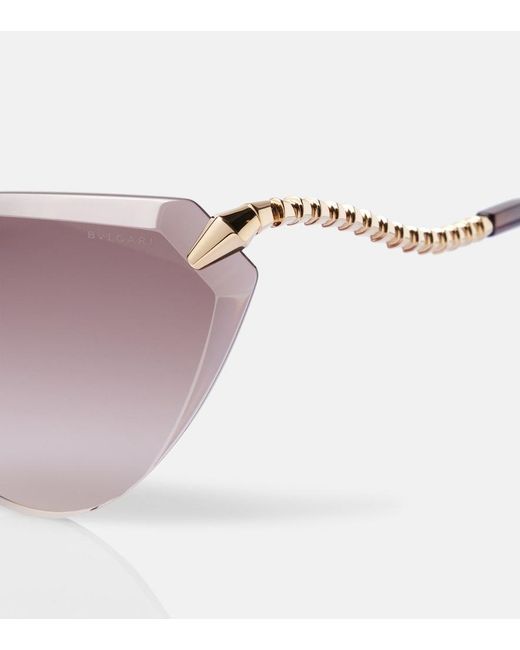 BVLGARI Brown Serpenti Viper Rimless Cat-Eye Sunglasses