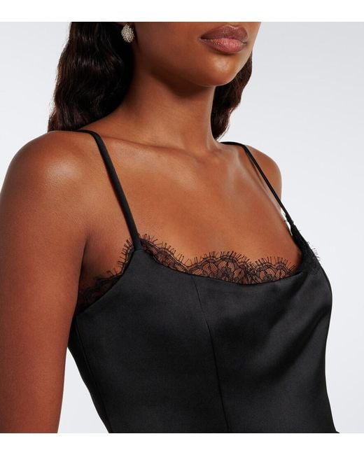 Blumarine Black Lace-Trimmed Duchesse Minidress