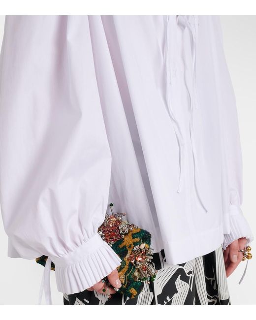 Dries Van Noten White Ruffled Cotton Blouse