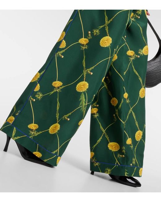 Pantaloni pigiama in seta con stampa di Burberry in Green