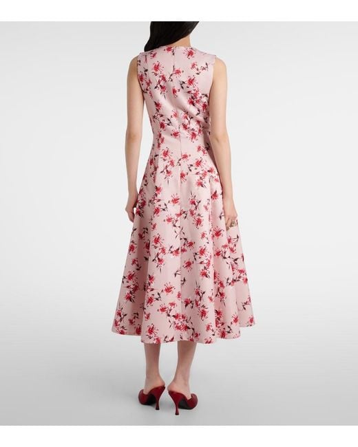 Emilia Wickstead Pink Mara Floral Faille Taffeta Midi Dress