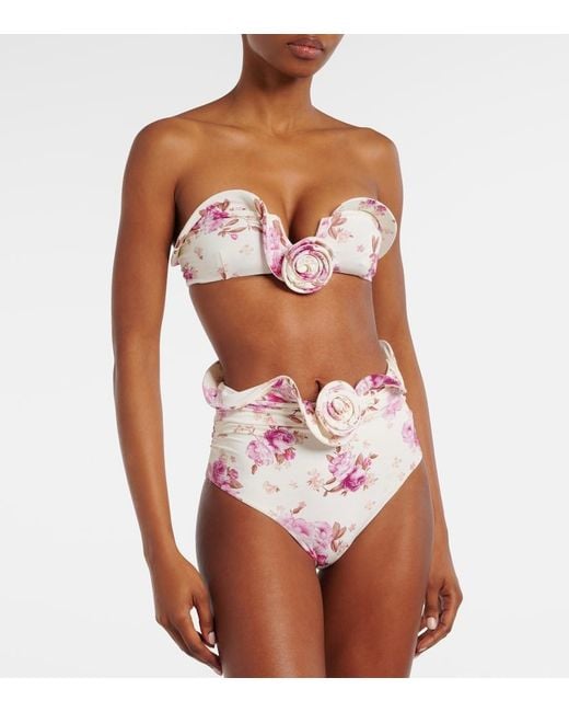 Magda Butrym Pink Floral-Applique Bikini Top