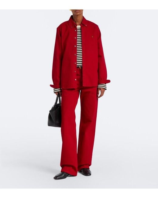 AMI Red Ami De Cour Cotton Twill Shirt