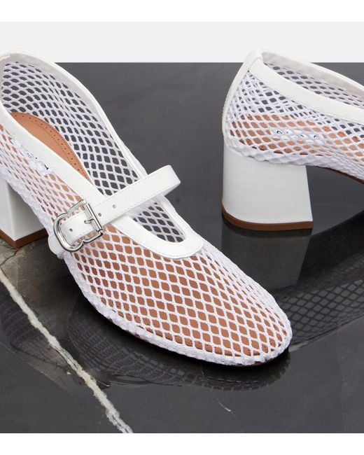 Alaïa White Babies Mesh Mary Jane Pumps