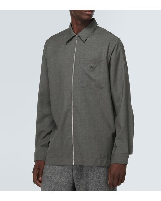 Giacca camicia in lana vergine di Givenchy in Gray da Uomo