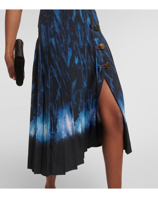 Altuzarra Blue Myrtle Printed Pleated Midi Dress