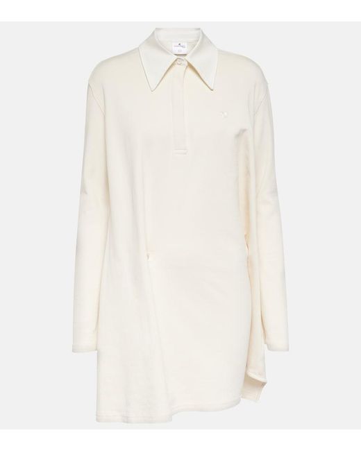 Courreges White Asymmetric Cotton-Blend Pique Minidress