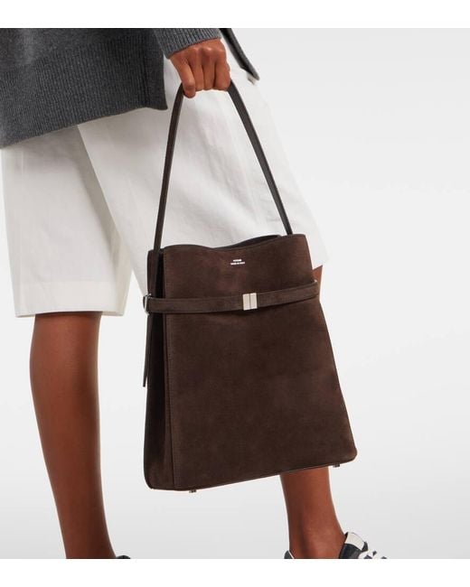 Totême  Black Belted Suede Bucket Bag