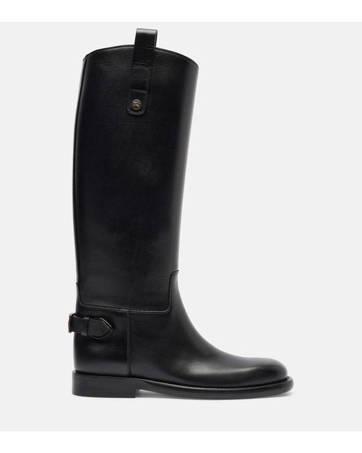 Burberry Black Cavalier Leather Knee-High Boots