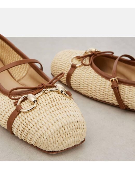 Gucci Natural Horsebit Ballet Flat, Fabric