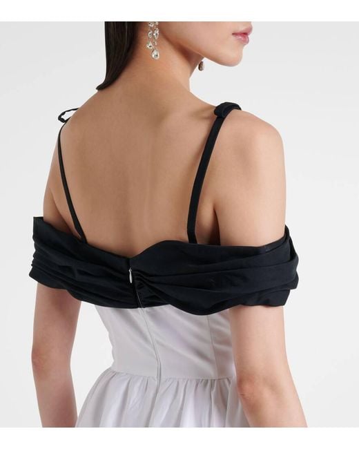 Giambattista Valli White Cutout Ruched Off-Shoulder Cotton Gown