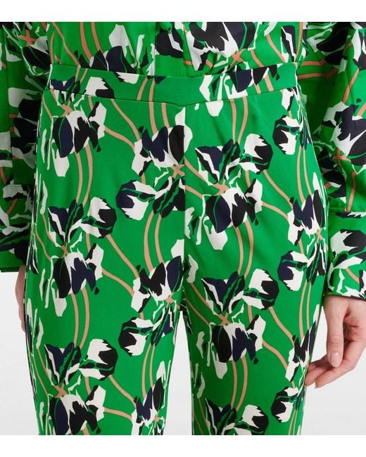 Diane von Furstenberg Green Brooklyn Printed Flared Pants