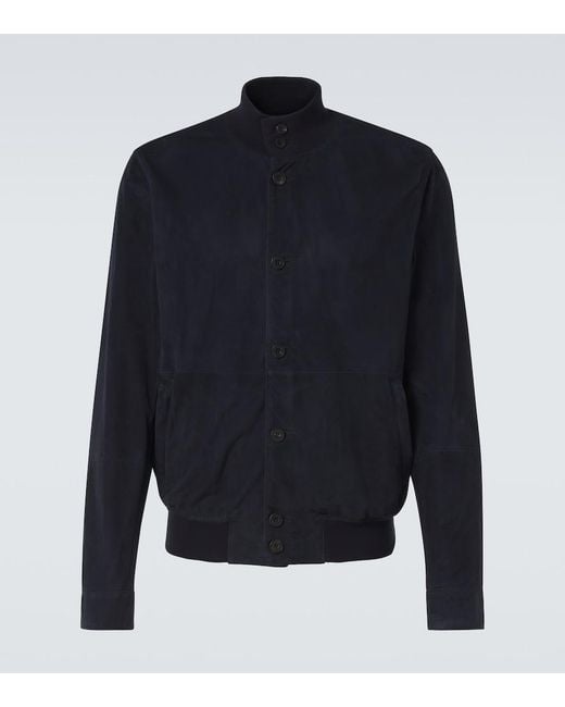 Rubinacci Blue Suede Bomber Jacket for men