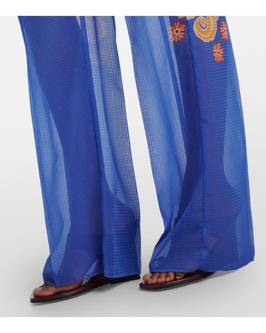 Etro Blue Paisley Wide-Leg Pants