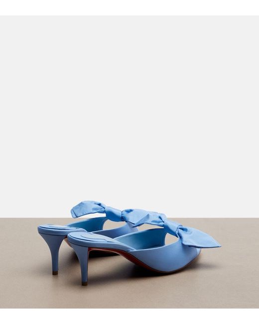 Christian Louboutin Blue Mulazee Bow-Detail Silk Taffeta Mules