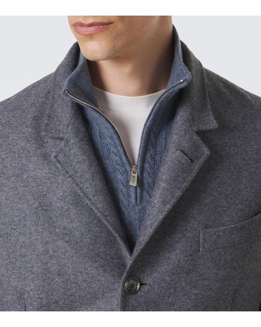 Fedeli Gray Cashmere Blazer for men
