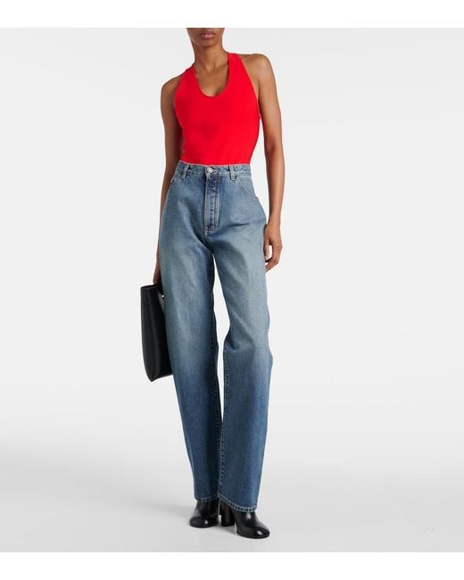 Alaïa Red Jersey Bodysuit