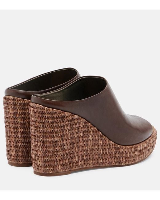 Brunello Cucinelli Brown Leather Espadrille Wedges