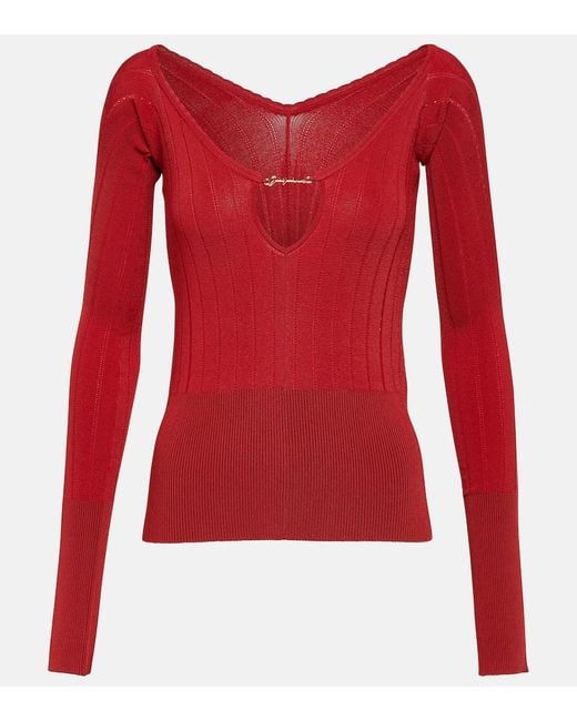 Jacquemus Red Le Haut Pralu Off-shoulder Sweater