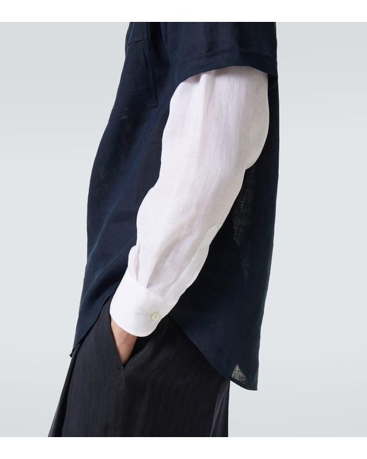 Camisa De Lino Giorgio Armani de hombre de color Blue