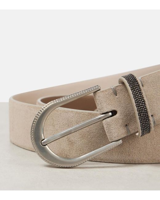 Brunello Cucinelli Natural Monili Suede Belt