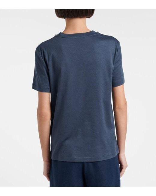 Max Mara Blue Bingo Embellished Cotton-Blend T-Shirt