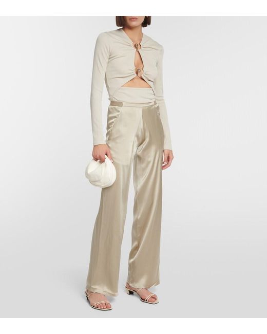 Christopher Esber Natural Silk Satin Straight Pants