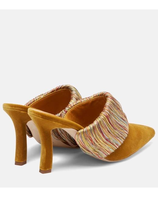 Manolo Blahnik Brown Caldean 90 Velvet Mules