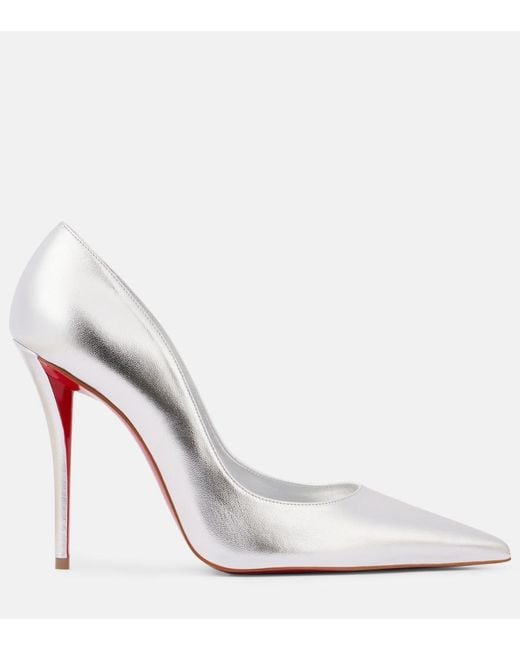 Christian Louboutin White Miss Z 100 Metallic Leather Pumps