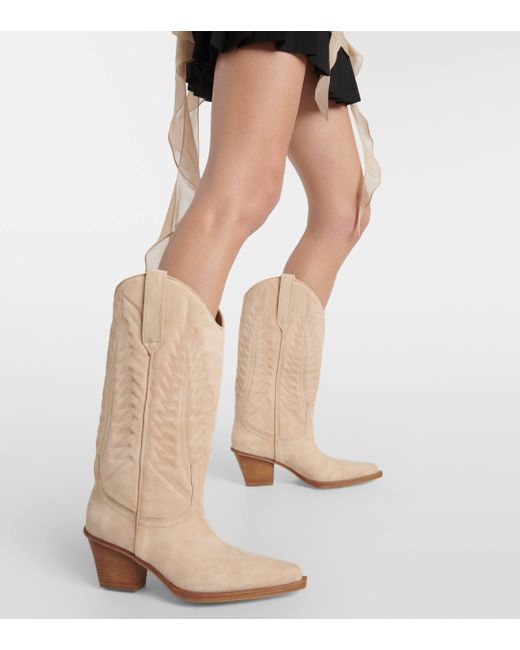 Paris Texas Natural Rosario Suede Cowboy Boots