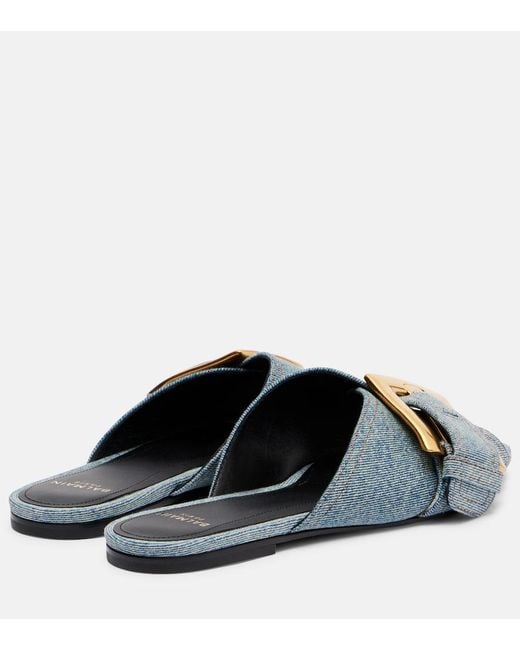Balmain Blue Anthem Denim Slides
