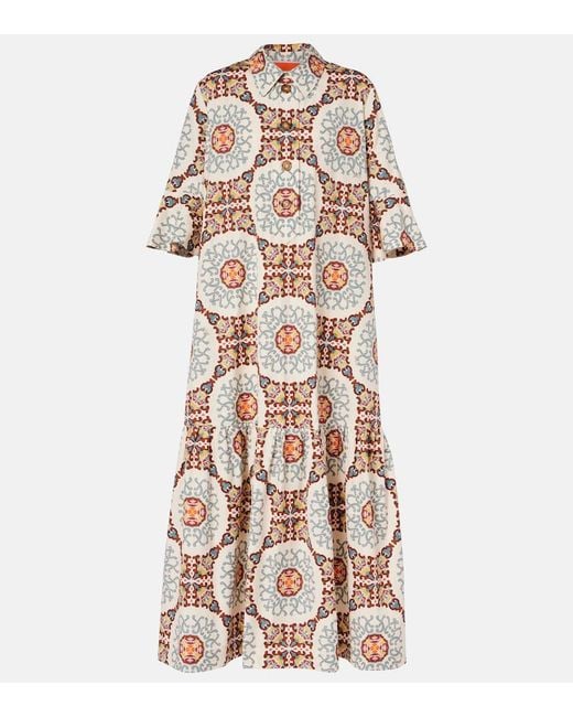 LaDoubleJ Natural Artemis Printed Cotton Poplin Shirt Dress