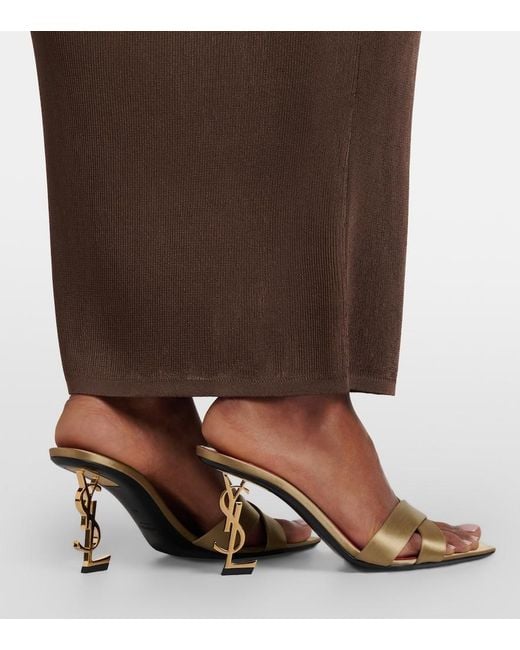 Saint Laurent Pink Opyum Crepe Satin Mules
