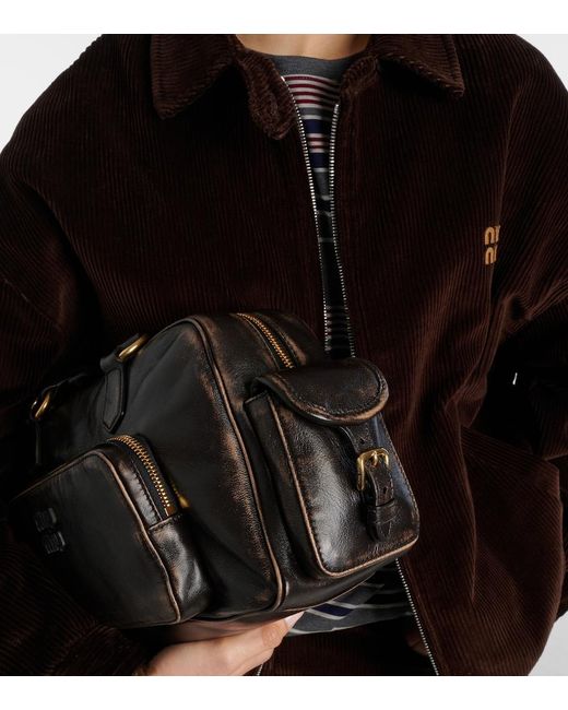 Miu Miu Black Pocket Leather Shoulder Bag