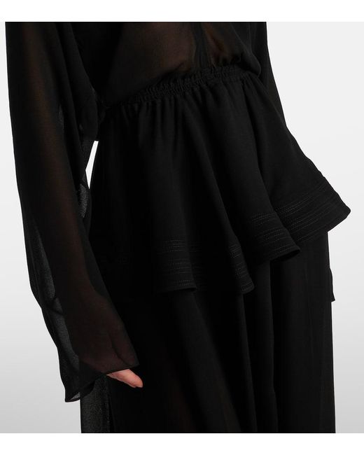 Alaïa Black Peplum Midi Dress
