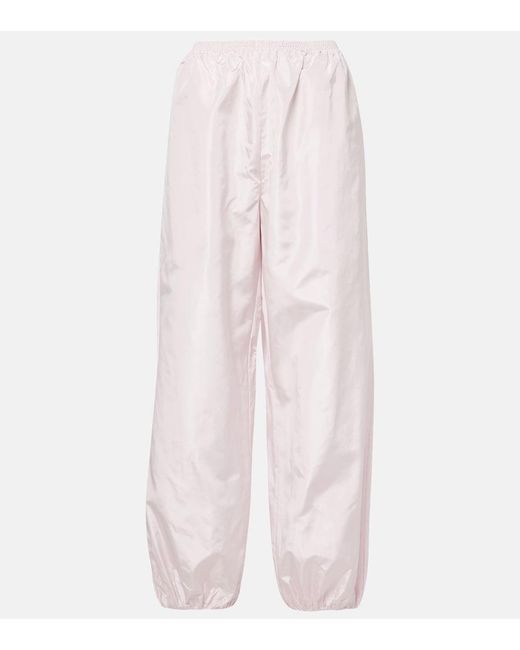 Alaïa Pink Balloon Silk Wide-Leg Pants