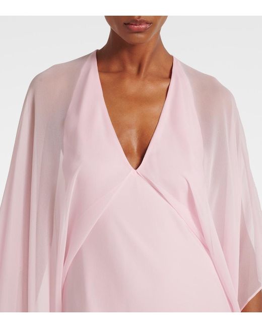 The Sei Pink Caped Silk Chiffon Gown