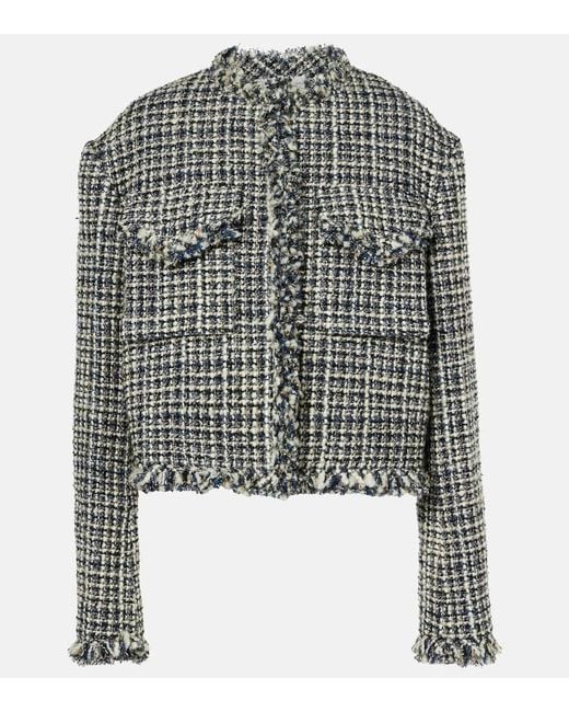 Sacai Black Wool-Blend Tweed Jacket