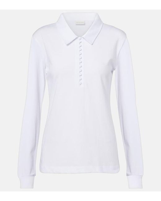 Dries Van Noten White Cotton Jersey Polo Shirt