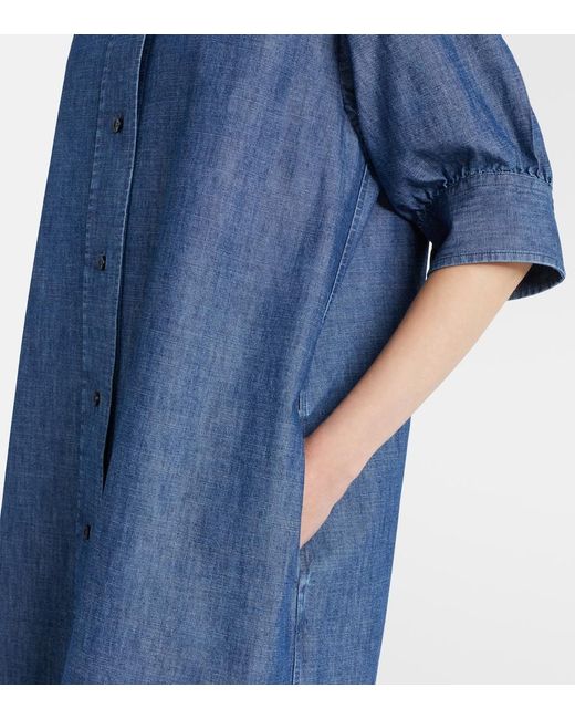 Jil Sander Blue Cotton Chambray Shirt Dress