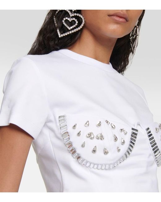 Camiseta De Jersey Con Logo Y Cristales Area de color White