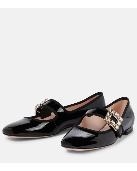 Roger Vivier Black Tres Vivier Babies Patent Leather Ballet Flats