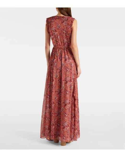 Ulla Johnson Red Aida Ruffled Silk-Blend Chiffon Maxi Dress